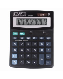 Калькулятор настольный STF 888 12 12 разрядный однострочный экран черный 250149 Staff