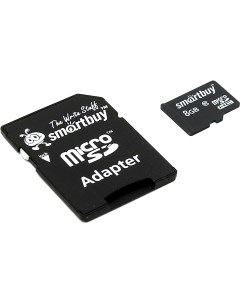 Карта памяти 8Gb microSDHC Class 10 адаптер Smartbuy