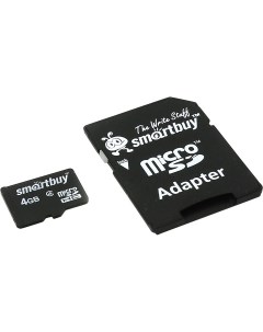 Карта памяти 4Gb microSDHC Class 4 адаптер Smartbuy