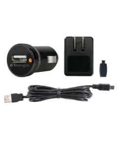 Универсальное зарядное устройство Wall and Car Charger 1USB 1A черный K38057EU кабель miniUSB Kensington