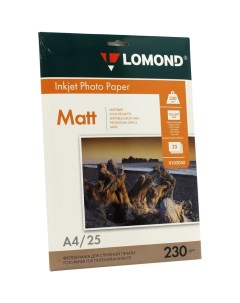 Фотобумага A4 230 г м матовая 25 листов односторонняя 0102050 для струйной печати Lomond
