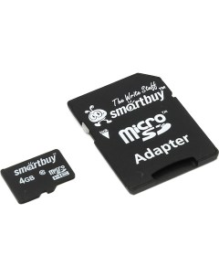 Карта памяти 4Gb microSDHC Class 10 адаптер Smartbuy