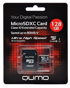 Карта памяти 128Gb microSD Class 10 UHS I 3 0 адаптер Qumo