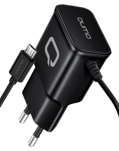 Сетевое зарядное устройство Energy Charger 0024 5W microUSB 2 1A черный 30548 встроенный micro USB Qumo