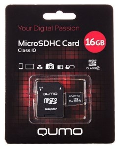 Карта памяти 16Gb microSD Class 10 адаптер Qumo