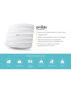 Точка доступа EAP110 802 11n 2 4 ГГц до 300 Мбит с внутренних антенн 2x3dBi PoE Tp-link