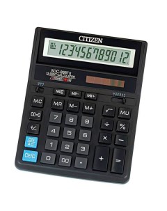 Калькулятор бухгалтерский SDC 888TII 12 разрядный кол во функций 4 однострочный экран черный Citizen