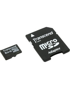 Карта памяти 8Gb microSDHC Class 10 адаптер Transcend