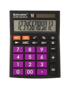 Калькулятор настольный Ultra COLOR 12 BKPR 12 разрядный однострочный экран черный фиолетовый 250501 Brauberg