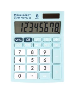 Калькулятор настольный Ultra PASTEL 08 LB 8 разрядный однострочный экран голубой 250513 Brauberg