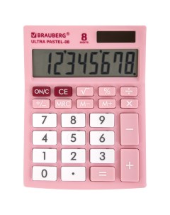 Калькулятор настольный Ultra PASTEL 08 PK 8 разрядный однострочный экран розовый 250514 Brauberg
