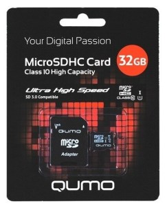 Карта памяти 32Gb microSDHC Class 10 UHS I адаптер 0 Qumo