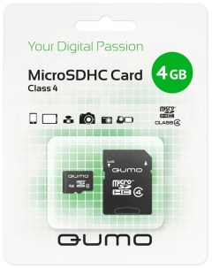 Карта памяти 4Gb microSDHC Class 4 адаптер 0 Qumo