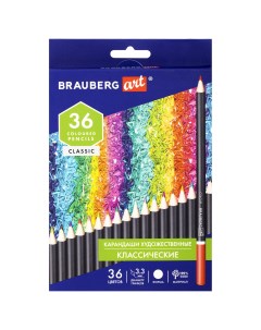 Набор цветных карандашей Classic Art круглые 36 шт заточенные 181538 Brauberg