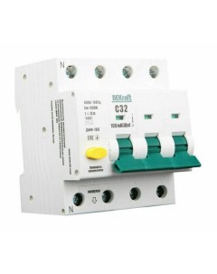 Выключатель автоматический дифференциального тока ДИФ 103 16213DEK 3P N C 16А AC 30мА электронный 16 Dekraft