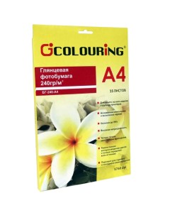 Фотобумага A4 240 г м глянцевая 25 листов односторонняя CG БГ 240 А4 25 КГ38 25 для струйной печати Colouring