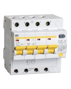 Выключатель автоматический дифференциального тока АД14 4P C 25А AC 30мА MAD10 4 025 C 030 Iek