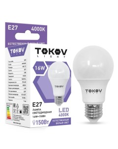 Лампа светодиодная E27 груша A60 16Вт 4000 K нейтральный свет 1400лм TKL A60 E27 16 4K Tokov light