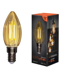 Лампа светодиодная E14 свеча CN35 9 5Вт 2400 K теплый свет 950лм филаментная 604 099 604 099 Rexant