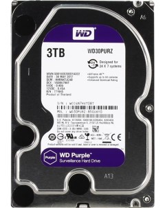Жесткий диск HDD 3Tb Purple 3 5 5400rpm 64Mb SATA3 WD30PURZ Western digital