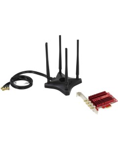 Адаптер Wi Fi PCE AC88 802 11a b g n ac 2 4 5 ГГц до 2 17 Гбит с 24 дБм PCI E внешних антенн 4 Asus