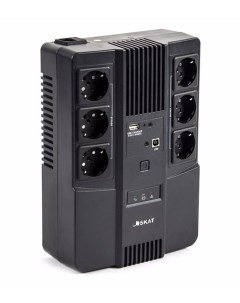 ИБП SKAT UPS 600 AI 600 VA 360 Вт EURO розеток 6 USB черный 8998 Бастион