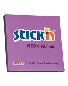 Блок самоклеящийся стикеры 100 листов неоновый фиолетовый 21210 Stick`n