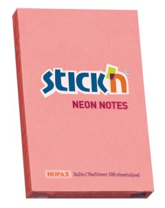 Блок самоклеящийся стикеры 100 листов неоновый розовый 21162 Stick`n