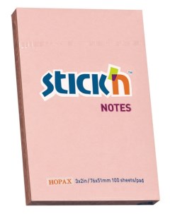 Блок самоклеящийся стикеры 100 листов пастельный розовый 21145 Stick`n