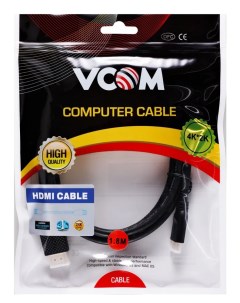 Кабель переходник адаптер HDMI 19M Mini HDMI 19M v2 0 4K экранированный 1 8 м черный CG583 1 8M Vcom