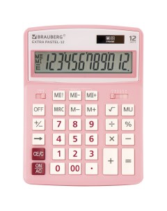 Калькулятор настольный Extra PASTEL 12 PK 12 разрядный однострочный экран розовый 250487 Brauberg