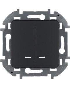 Выключатель Inspiria 2кл индикатор подсветка скрытый монтаж механизм с накладкой без рамки антрацит  Legrand