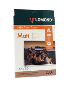 Фотобумага A5 230 г м матовая 50 листов односторонняя 0102069 для струйной печати Lomond