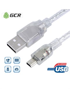 Кабель Mini USB 2 0 Bm USB 2 0 Am экранированный 2 1A 1 5м прозрачный GCR UM1 GCR UM1M5P BD2S 1 5m Greenconnect