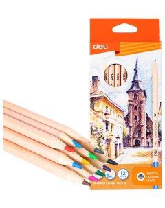 Набор цветных карандашей круглые 12 шт заточенные CC124 12 Deli