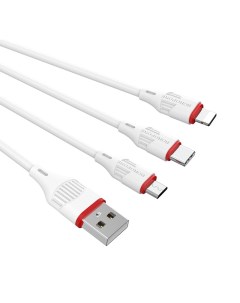 Кабель USB Micro USB USB Type C Lightning 8 pin 2 1A усиленный коннектор 1м белый BX17 Enjoy Borofone