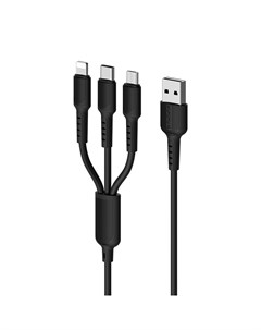 Кабель USB Micro USB USB Type C Lightning 8 pin 2 1A усиленный коннектор 1м черный BX16 Easy Borofone