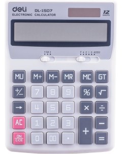 Калькулятор настольный E1507 12 разрядный однострочный экран серый E1507 Deli