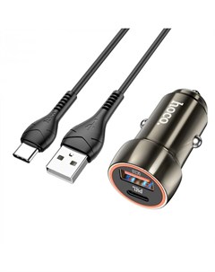 Автомобильное зарядное устройство Z46A USB 1xUSB Type C 3А 18 Вт QC PD кабель USB Type C серый 90049 Hoco