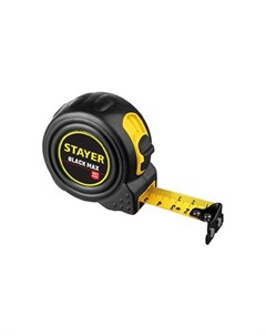 Рулетка 10 м x 2.5 см, прорезиненный корпус, магнитная, BlackMax (3410-10_z02) Stayer