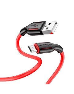 Кабель USB Micro USB 2 4A 1м красный чёрная вставка BX63 Charming 6974443380712 Borofone