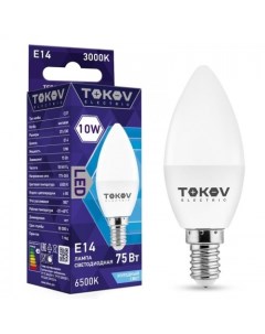 Лампа светодиодная E14 свеча 10Вт 6500K 6500K белый 700лм TKE C37 E14 10 6 5K Tokov electric