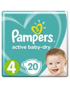 Детские подгузники Active Baby Dry 4 9 14 кг 20 шт Pampers