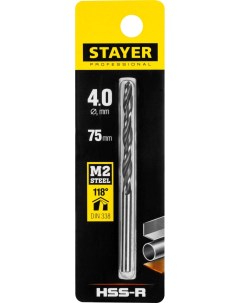 Сверло 4 мм x 7 5 см 4 3 см сталь М2 по металлу Professional 1 шт 29602 4 Stayer