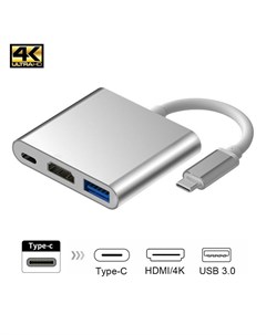 Кабель переходник адаптер HDMI 19F USB 3 0A F USB Type C F USB 3 1 Type C M 4K 15 см серебристый бел Orient