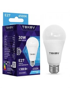 Лампа светодиодная E27 груша 30Вт 6500K 6500K белый 2700лм TKE A70 E27 30 6 5K Tokov electric
