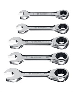 Набор комбинированных гаечных ключей трещоточных укороченных 27103 H5 предметов в наборе 5шт пластик Зубр