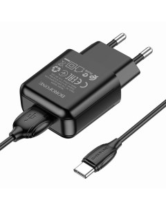 Сетевое зарядное устройство BA64A USB 2 1A черный 6974443383881 кабель USB Type C Borofone