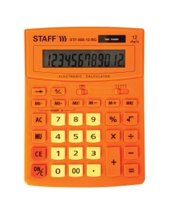 Калькулятор настольный STF 888 12 RG 12 разрядный кол во функций 2 однострочный экран оранжевый STF  Staff