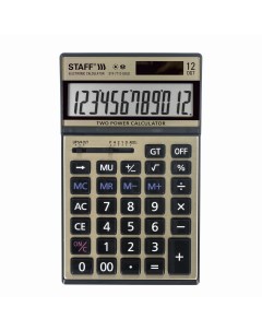 Калькулятор настольный STF 7712 GOLD 12 разрядный кол во функций 3 однострочный экран черный золотой Staff